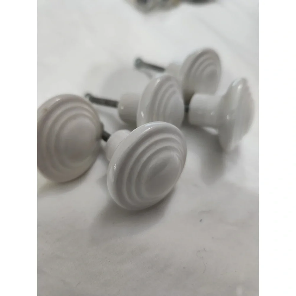 White Ceramic Drawer Or Cupboard Pulls Set Of Five